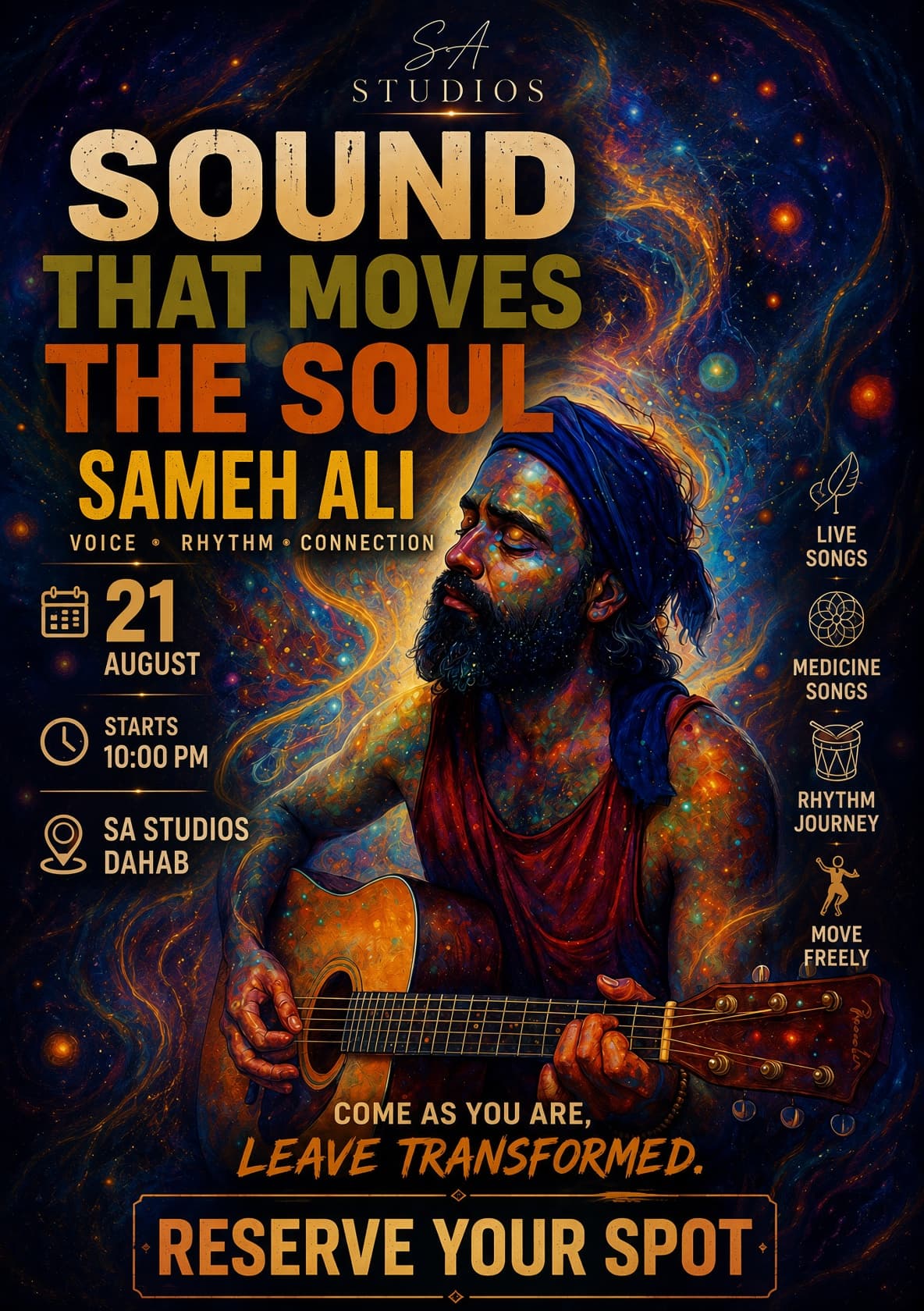 Poster for Sound That Moves The Soul with Sameh Ali at SA Studios Dahab