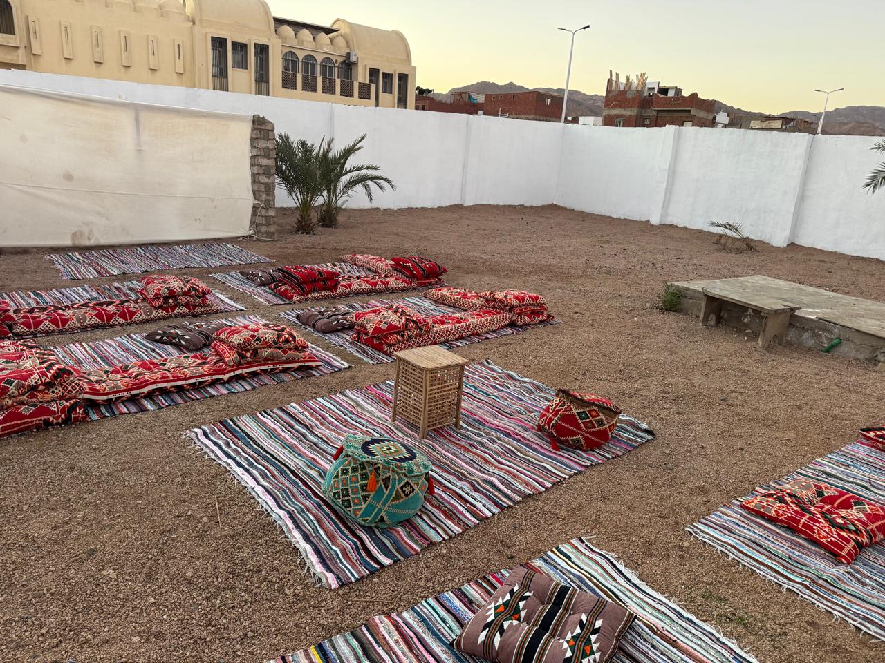 Sunlit open-air courtyard at SA Studios Dahab, the event venue