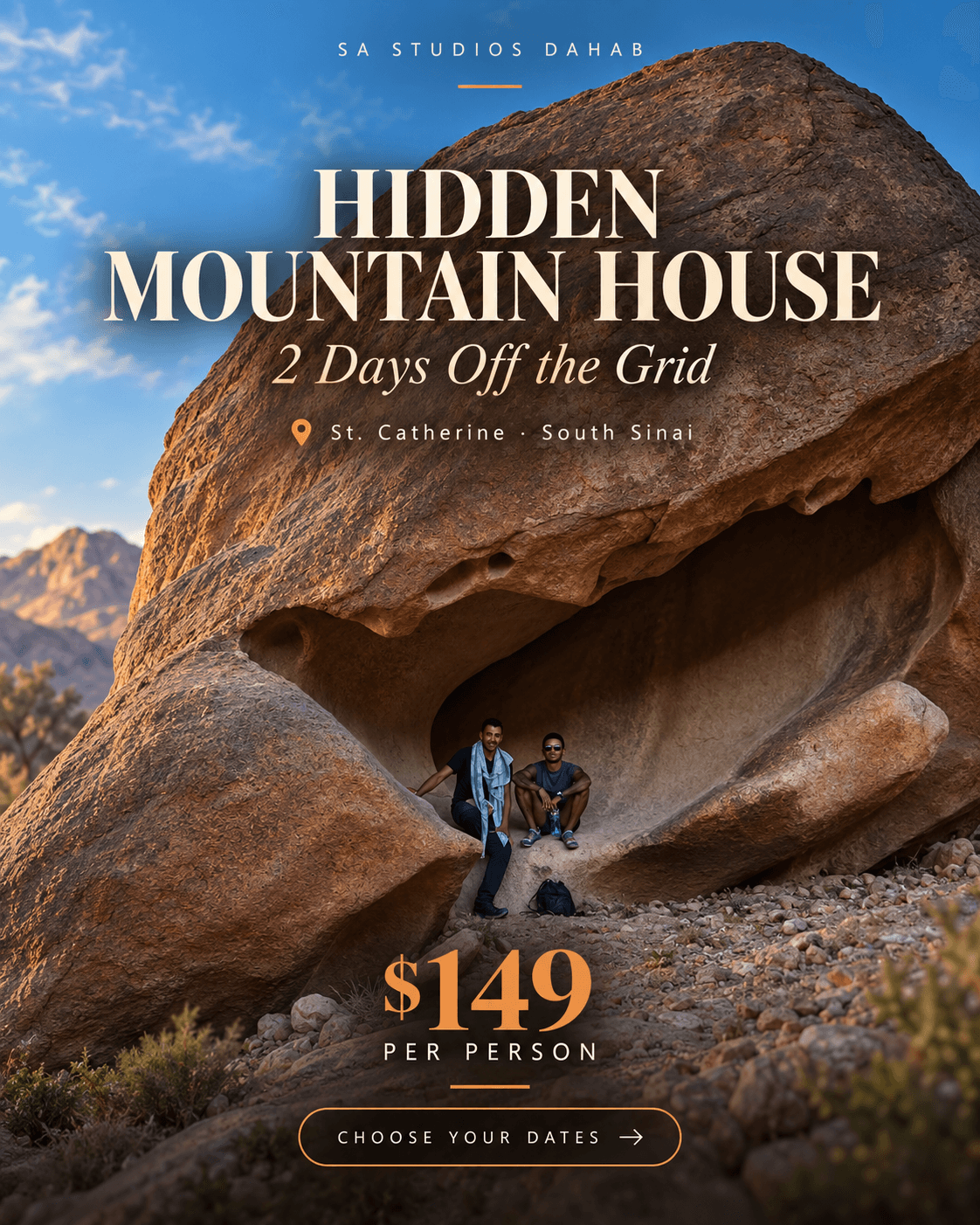 Poster for Hidden Mountain House — 2-Day Mountain Escape, St. Catherine at Sinai Market · Dahab