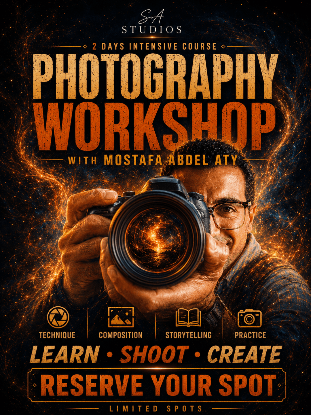 Poster for TWO-DAY PHOTOGRAPHY COURSE with Mostafa Abdel Aty at SA Studios Dahab